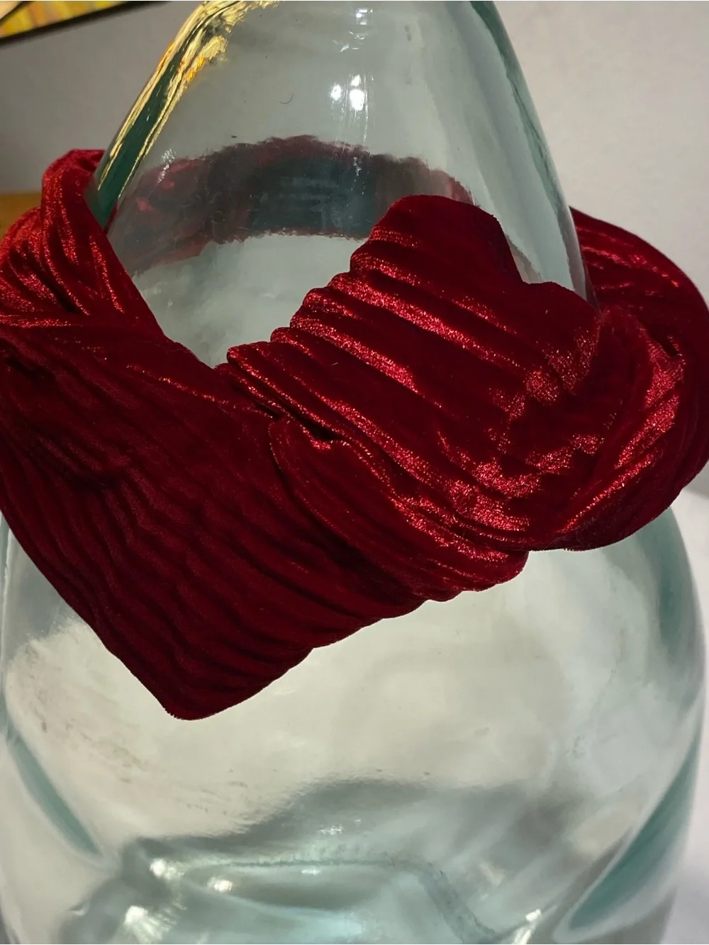 Zara Velvet Twist Headband in Deep Red